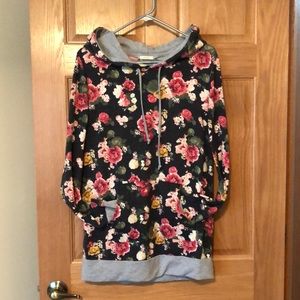 Light floral hooded sweatshirt